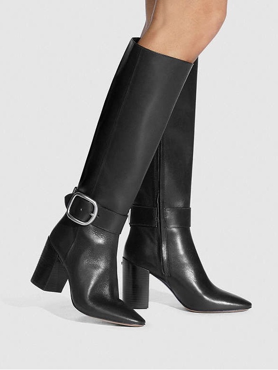 Coach Shoes - Coach Soho Buckle Leather Knee High Boots Evelyn Buckle Boots Black | G4435